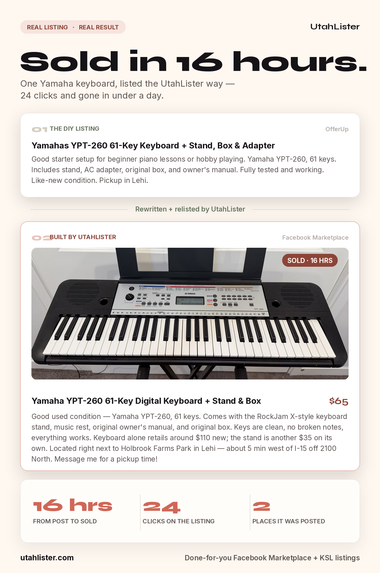 Yamaha keyboard proof listing