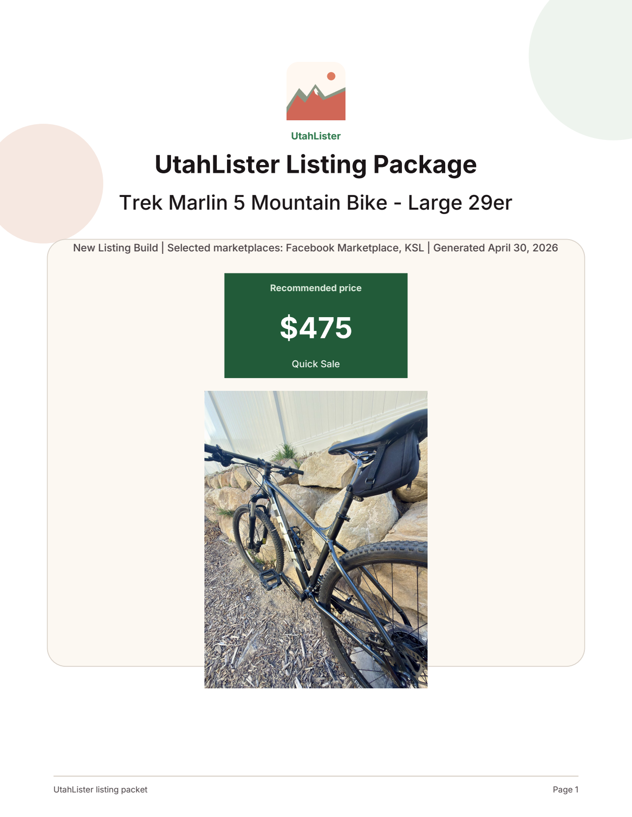 Listing Package Page 1